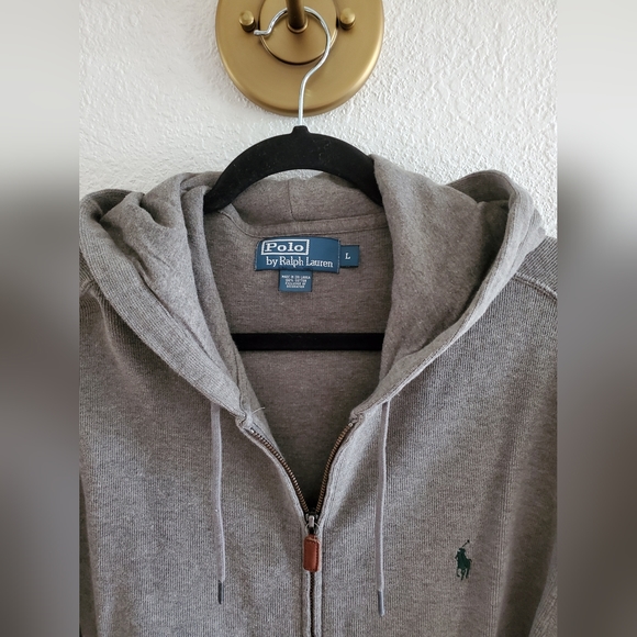 Polo Ralph Lauren Jacket Men's Hooded Full Zip Knit Long Sleeve Large Blue tag - Picture 4 of 12